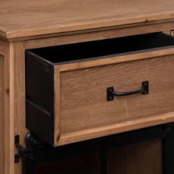 Buffet 2 tiroirs et 1 porte coulissante en bois