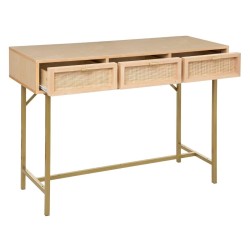 Console 3 tiroirs en bois et en rotin