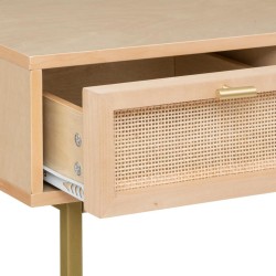 Console 3 tiroirs en bois et en rotin