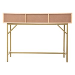 Console 3 tiroirs en bois et en rotin