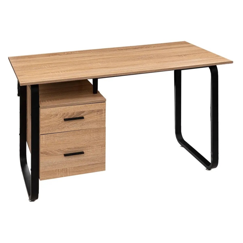 Bureau avec caisson effet chêne naturel