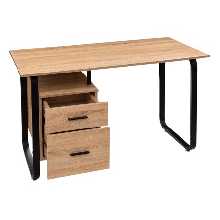 Bureau avec caisson effet chêne naturel