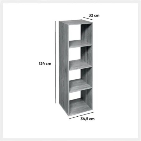 Etagère 4 cases effet chêne gris