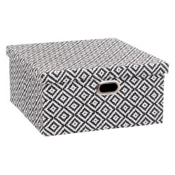 Boîte de rangement 31x31x15cm motif noir et blanc