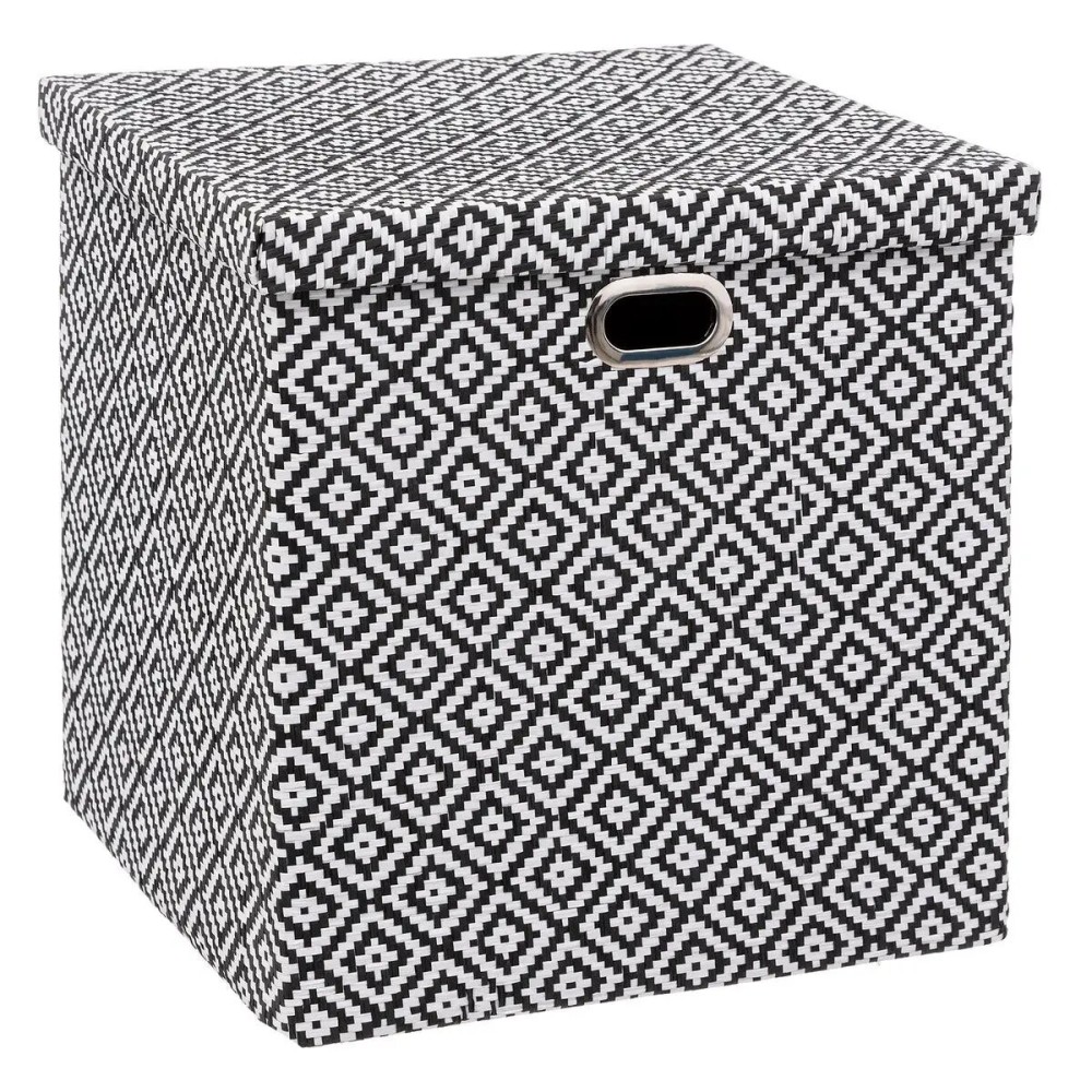 Boîte de rangement 31x31x31cm motif noir et blanc