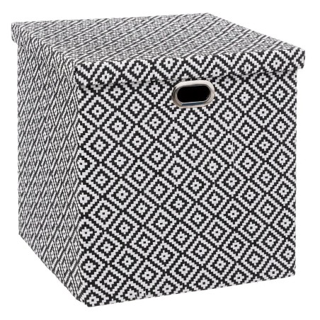 Boîte de rangement 31x31x31cm motif noir et blanc