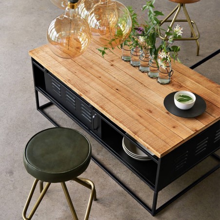 Table basse en métal et en bois