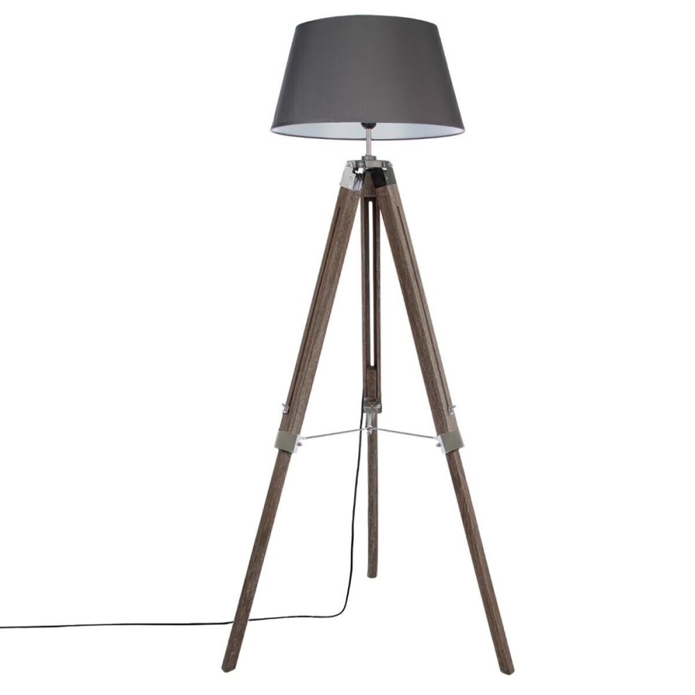 Lampadaire trépied en bois H.145 cm