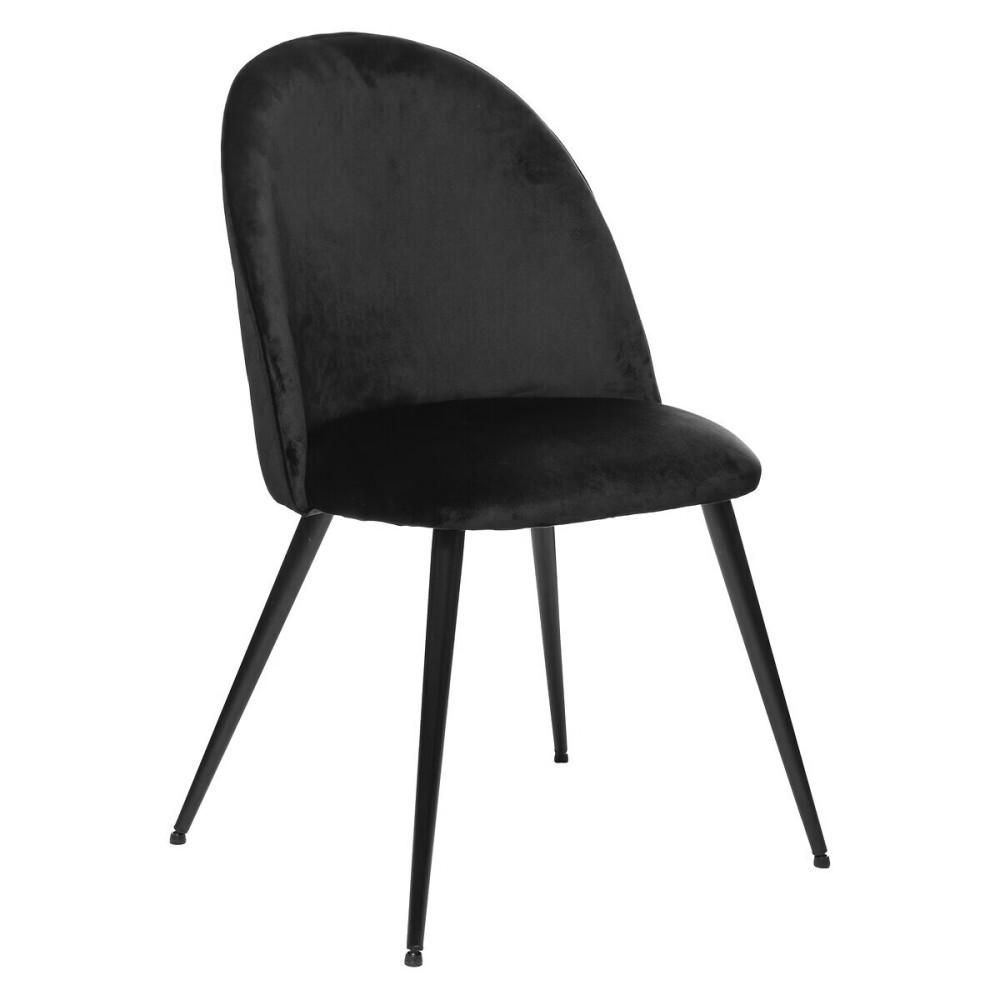 Chaise en velours avec pieds en métal noir