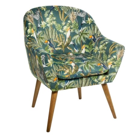 Fauteuil en velours motifs jungle