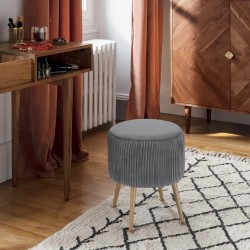 Tabouret en velours plissé