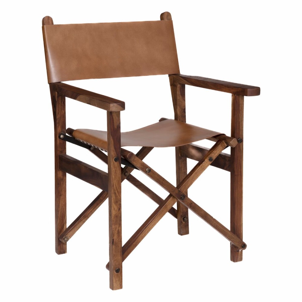 Fauteuil en bois et en cuir