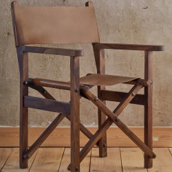 Fauteuil en bois et en cuir