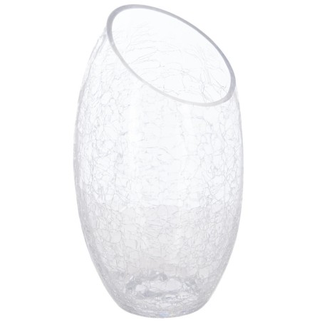 Vase bombé H.23 cm en verre craquelé