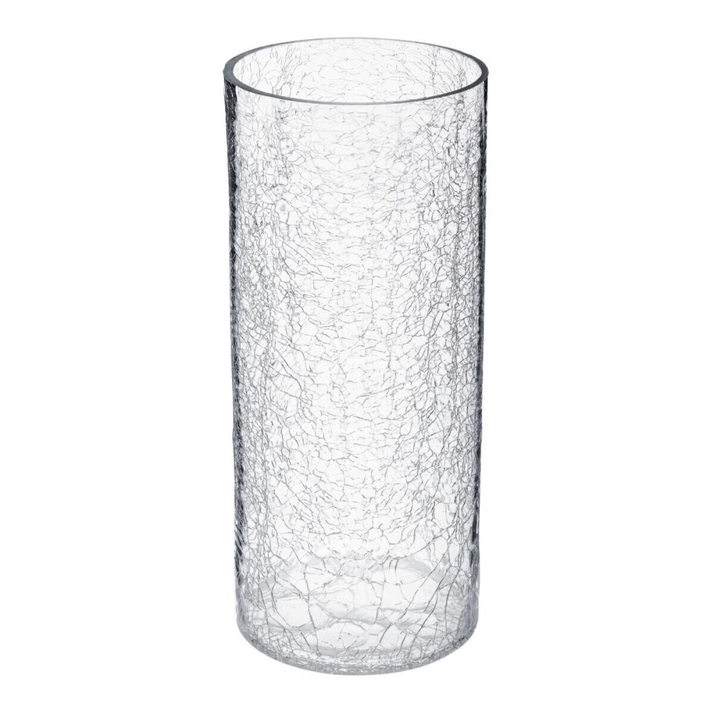 Vase cylindrique H.30 cm en verre craquelé