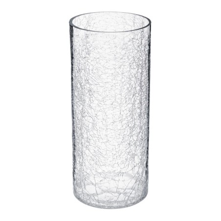 Vase cylindrique H.30 cm en verre craquelé