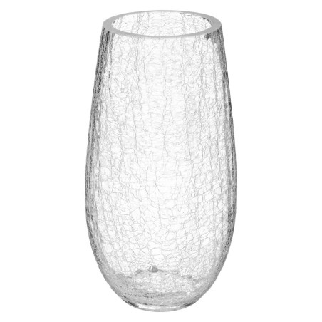 Vase bombé D.14 cm en verre craquelé